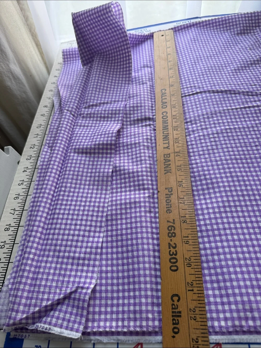 Vintage 1970s Tandem Textile Lavender Gingham Fabric Woven Check 2 Yds x 44